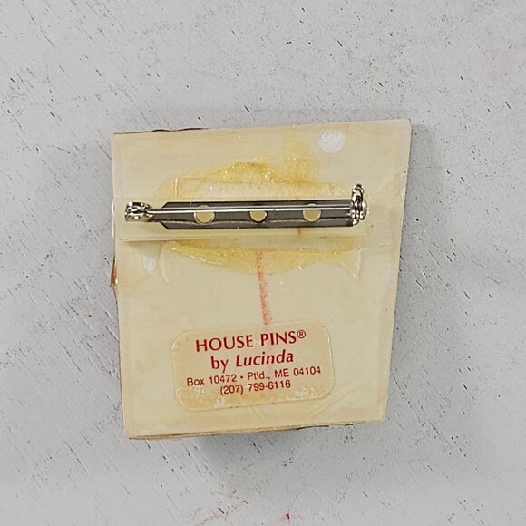 House Pins by Lucinda Brooch Red Black Crown Cloud Tree Art Deco House Design - Picture 3 of 9